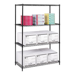 Safco® Industrial Wire Shelving Starter Unit, 48"W x 24"D, Black