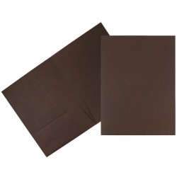 JAM Paper 2-Pocket Linen Presentation Folders, 9" x 12", Chocolate Brown, Pack Of 50