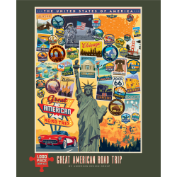 Willow Creek Press 1,000-Piece Puzzle, Great American Road Trip Vintage Travel Art Posters
