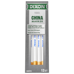 Dixon® Phano® China Markers, White, Presharpened, Pack of 12