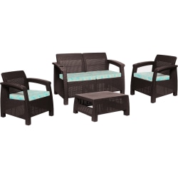 Inval MQ FERRARA 4-Piece Comfort Furniture Set, Espresso/Turquoise