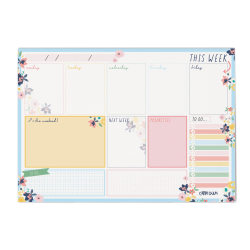 Pukka Pads Planner Pad, Weekly, 11.7" x 8.3", 60 Sheets, Ditzy Floral, Pack 6