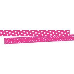 Barker Creek Double-Sided Borders, 3" x 35", Dot To Dot Hot Pink, Set Of 24 Borders