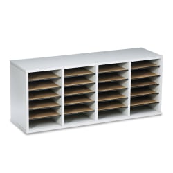 Safco® Adjustable Wood Literature Organizer, 16 3/8"H x 39 3/8"W x 11 3/4"D, 24 Compartments, Gray