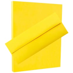JAM Paper® Stationery Set, 8 1/2" x 11", 30% Recycled, Yellow, Set Of 100 Envelopes And 100 Sheets