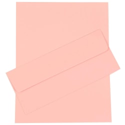 JAM Paper® Business Stationery Set, 8 1/2" x 11", Baby Pink, Set Of 50 Sheets And 50 Envelopes