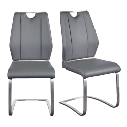 Eurostyle Lexington Side Chairs, Gray/Brushed Steel, Set Of 2 Chairs