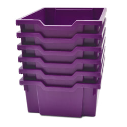 Gratnells Deep F2 Tray, Heavy Duty School, Industrial & Utility Bins, 12.3" x 16.8" x 5.9", Plum Purple, Pack Of 6
