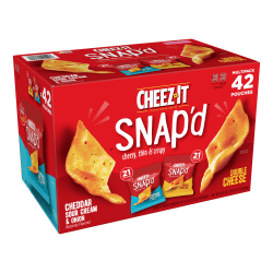 Cheez-It® Snap'd™ Cheesy Baked Snacks, 0.75 Oz, Box Of 42 Snack Bags
