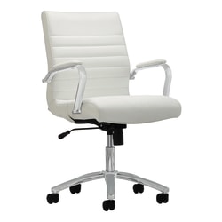 Realspace® Modern Comfort Winsley Bonded Leather Mid-Back Manager's Chair, White/Silver, BIFMA Compliant