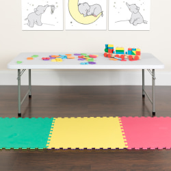 Flash Furniture Kid's Plastic Folding Table, 19"H x 29"W x 59-1/4"D, Granite White
