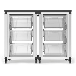 Luxor Modular Classroom Storage Cabinets, 6 Large Bins, 29"H x 18-1/4"W x 18-1/4"D, White, Pack Of 2 Side-By-Side Modules