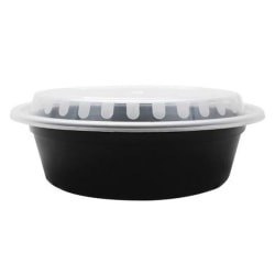 Karat Round Plastic Takeout Food Containers With Lids, 32 Oz, Black, Case Of 150 Sets