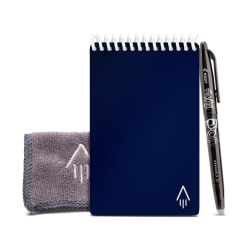 Rocketbook Mini Smart Reusable Notepad, 3-1/2" x 5-1/2", 7 Subject, Dot-Grid Ruled, 24 Sheets, Dark Blue