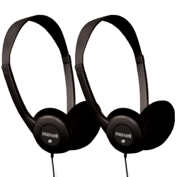 Maxell® HP-100 Budget Stereo Headphones, Black, Pack Of 2 Headphones, MAX190319-2