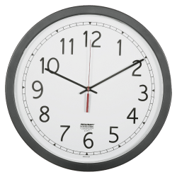 SKILCRAFT® Quartz Movement Wall Clock, 16 1/2"W, Black (AbilityOne 6645-01-623-8824)