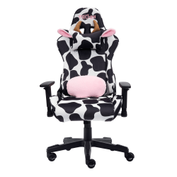 Techni Sport Cow Series Ergonomic Fabric Computer Gaming Chair, White/Black