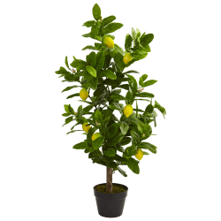 Nearly Natural Lemon 36"H Artificial Tree With Pot, 36"H x 12"W x 12"D, Green