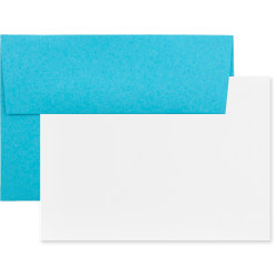 JAM Paper® Stationery Set, Gummed Closure, 5 1/2" x 8 1/8", Set Of 25 White Cards and 25 Baby Blue Envelopes