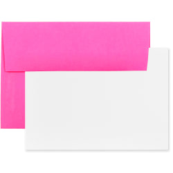 JAM Paper® Stationery Set, 5 1/4" x 7 1/4", Set Of 25 White Cards And 25 Ultra Fuchsia Envelopes