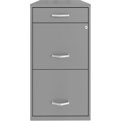 Realspace® SOHO Organizer 18"D Vertical 3-Drawer File Cabinet, Metal, Silver