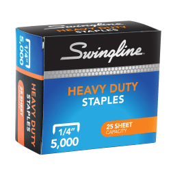 Swingline® Heavy-Duty Staples, 1/4", Box Of 5000