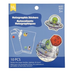 Little Yellow Bicycle Holographic Stickers, Space, Sheet Of 10 Stickers