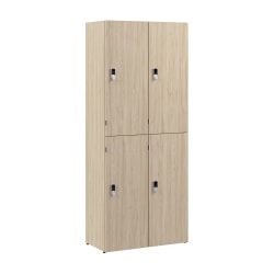 Bush Business Furniture Assure Two Tier 4 Door Storage Lockers with Keypad Locks, Natural Elm, Standard Delivery