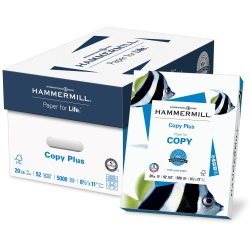 Hammermill® Copy Plus® Multi-Use Printer & Copy Paper, White, Letter (8.5" x 11"), 5000 Sheets Per Case, 20 Lb, 92 Brightness, Case Of 10 Reams