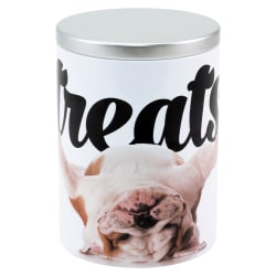 Paw Prints Tin Pet Treat Container, Large, Bulldog Design