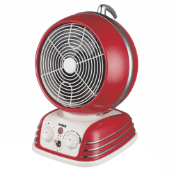 Optimus Retro Design 1500-Watt Oscillating Fan Heater, 11" x 9", Red