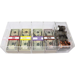 Nadex Coins 5-Compartment Currency Tray with Coin Tray - 4 Coin - Acrylic - Clear - 7" Height x 15.4" Width