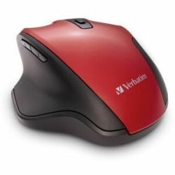 Verbatim Silent Ergonomic Wireless Blue LED Mouse - Red - Blue LED/Optical - Wireless - Radio Frequency - 70243
