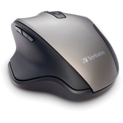 Verbatim Silent Ergonomic Wireless Blue LED Mouse - Graphite - Blue LED/Optical - Wireless - Radio Frequency - 70242