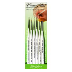Silver Brush Ultra Mini Series Paint Brush Set, Nail Art Set, Assorted Sizes, Assorted Bristles, Syntheitc, Pearl White, Set Of 6