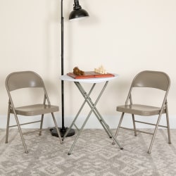 Flash Furniture HERCULES Series Double Braced Metal Folding Chairs, Gray, Set Of 2 Chairs