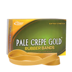 Alliance Rubber Pale Crepe Gold® Rubber Bands, #107, 7" x 5/8", 1 Lb, Box Of 60