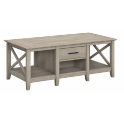 Bush Furniture Key West Coffee Table With Storage, Washed Gray, Standard Delivery