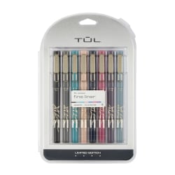 TUL® Fine Liner Felt-Tip Pens, Limited Edition, Ultra-Fine, 0.4 mm, Assorted Barrel Colors, Assorted Frosted Ink Colors, Pack Of 8 Pens