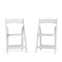 Flash Furniture HERCULES Series Wood Folding Chairs With Vinyl Padded Seats, White, Pack Of 2 Chairs
