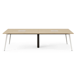 Branch Furniture Quad Computer Desk, 120" x 60", Woodgrain/White