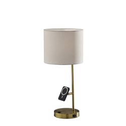 Adesso Wyatt Supercharger 22"H Desk Lamp, Off-White/Antique Brass