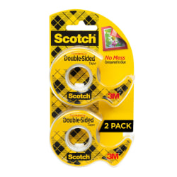 Scotch® Double Sided Tape, Permanent, Pack Of 2 Tape Rolls With Dispensers