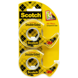 Scotch® 137 Photo-Safe Double-Sided Tape In Dispenser, 1/2" x 400", Clear, Pack of 2 rolls