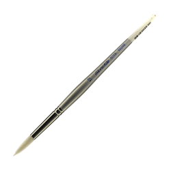 Silver Brush Silverwhite Series Short-Handle Paint Brush, Size 12, Round Bristle, Synthetic Taklon Filament, Silver/White