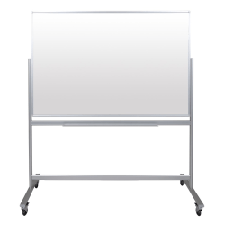 Luxor Mobile Double-Sided Magnetic Dry-Erase Whiteboard, 40" x 60", Aluminum Frame With Silver Finish