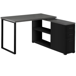 Monarch Specialities Eliza 48"W L Shaped Computer Desk With 48" Return, Black/Gray