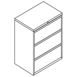 HON® Brigade® 800 20"D Lateral 3-Drawer File Cabinet, Black