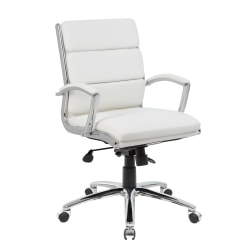 Boss Office Products Caressoft Mid-Back Chair, White