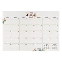 2024-2025 TF Publishing Academic Medium Monthly Desk Pad Blotter, 12" x 17", Floral, July To June